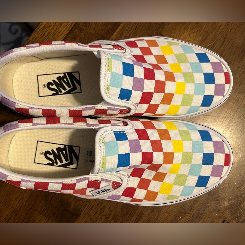 Checkered Vans worn once